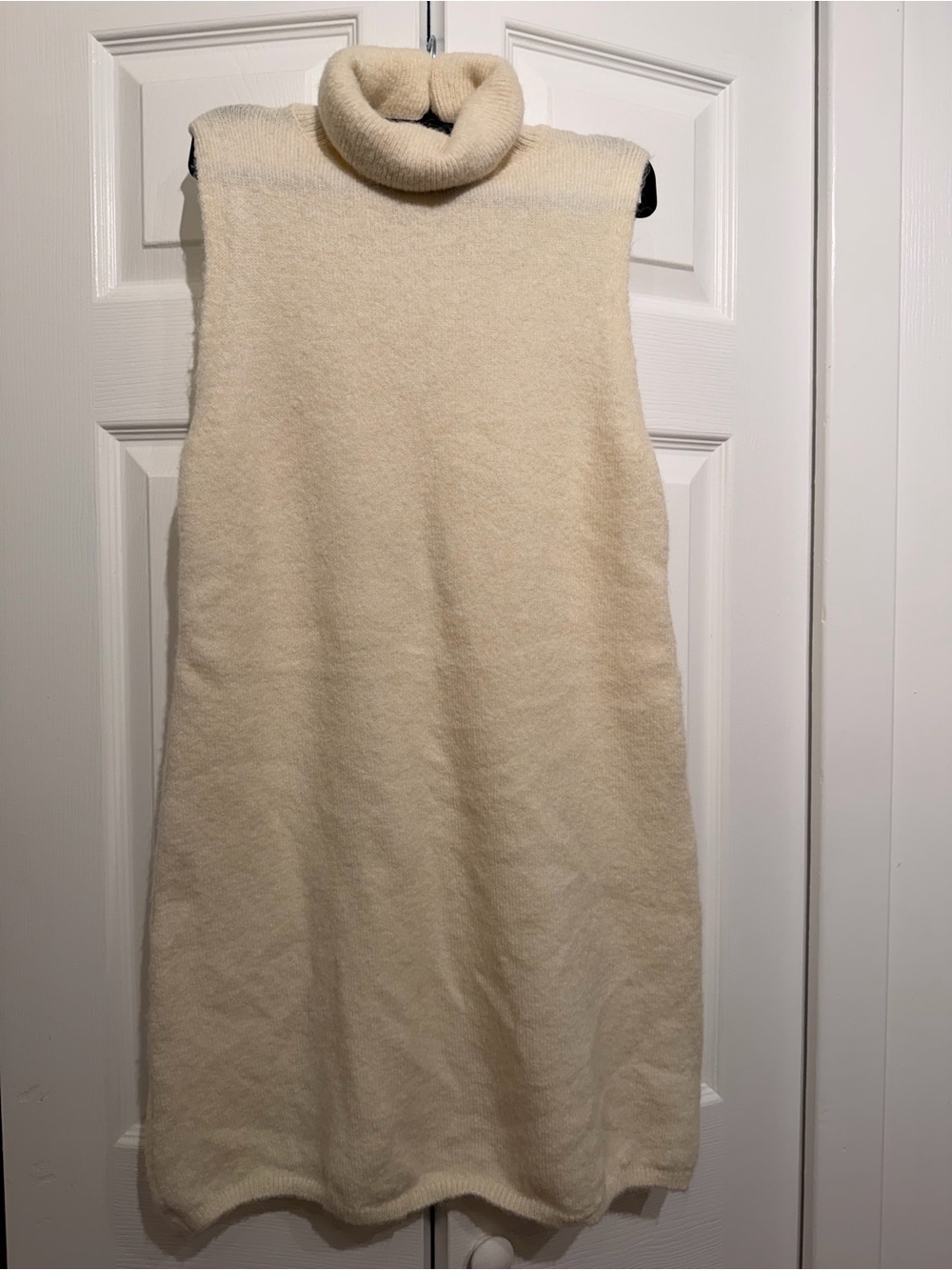 Zara Sleeveless Turtleneck Knit Dress - Cream